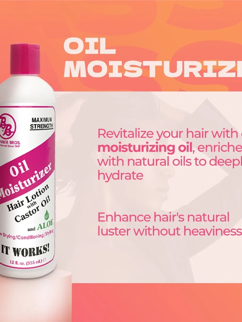 Bronner Bros Oil Moisturizer Hair Lotion with Castor Oil - White & Pink